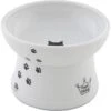 Necoichi Ceramic Elevated Cat Food Bowl, White Paw Print -Dog Supplies Shop 118993 MAIN. AC SS1800 V1674730100