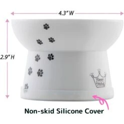 Necoichi Ceramic Elevated Cat Food Bowl, White Paw Print -Dog Supplies Shop 118993 PT7. AC SS1800 V1674730090