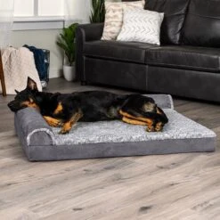 FurHaven Two-Tone Deluxe Chaise Orthopedic Dog Bed With Removable Cover