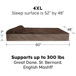 FurHaven Quilted Goliath Chaise Bolster Dog Bed With Removable Cover -Dog Supplies Shop 152602 PT4. AC SS1800 V1597085194