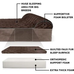 FurHaven Quilted Goliath Chaise Bolster Dog Bed With Removable Cover -Dog Supplies Shop 152602 PT5. AC SS1800 V1597089387
