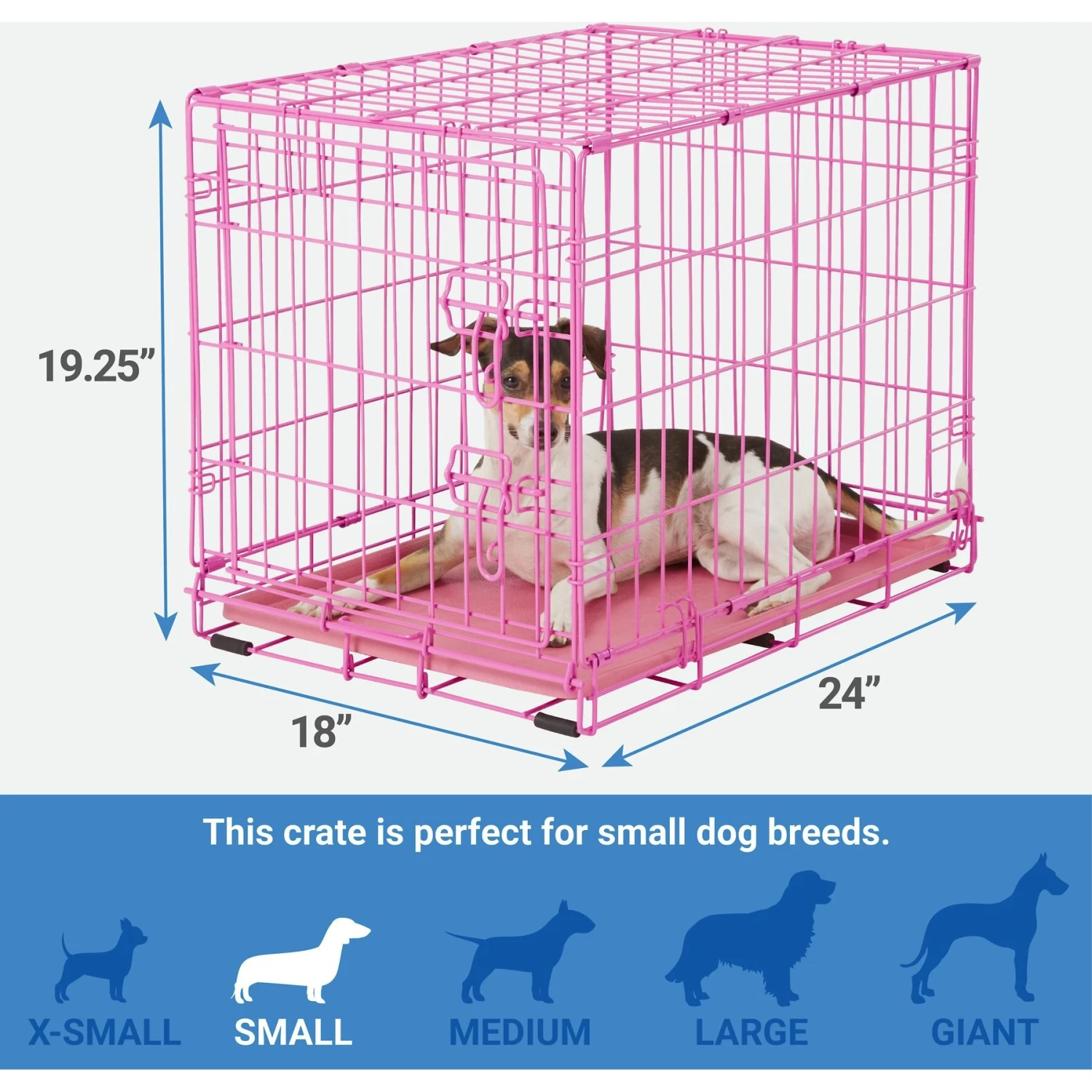 Frisco Fold & Carry Single Door Collapsible Wire Dog Crate, Pink 4 Frisco Fold & Carry Single Door Collapsible Wire Dog Crate, Pink - Image 2