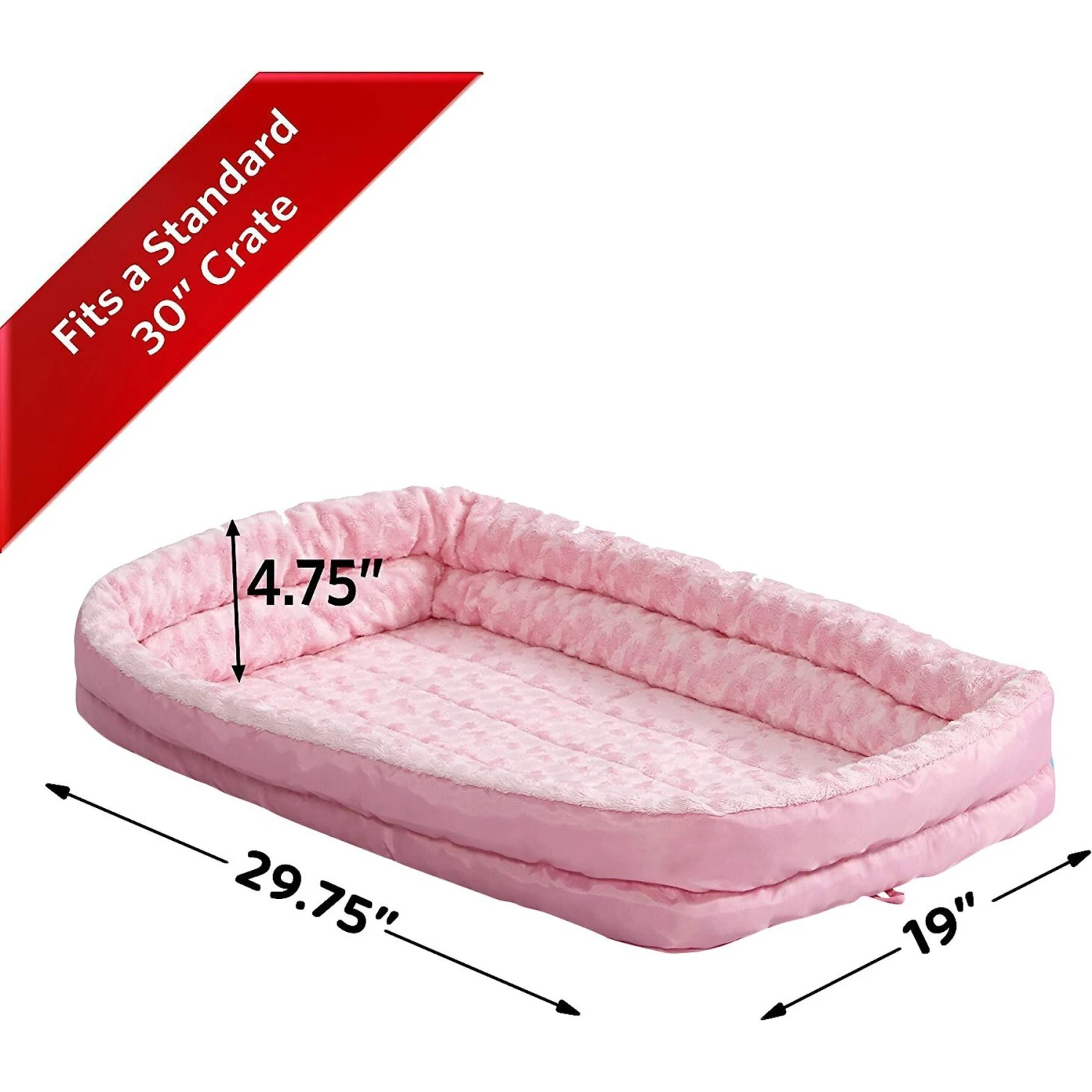 MidWest Quiet Time Fashion Plush Double Bolster Dog Crate Mat 4 MidWest Quiet Time Fashion Plush Double Bolster Dog Crate Mat - Image 2