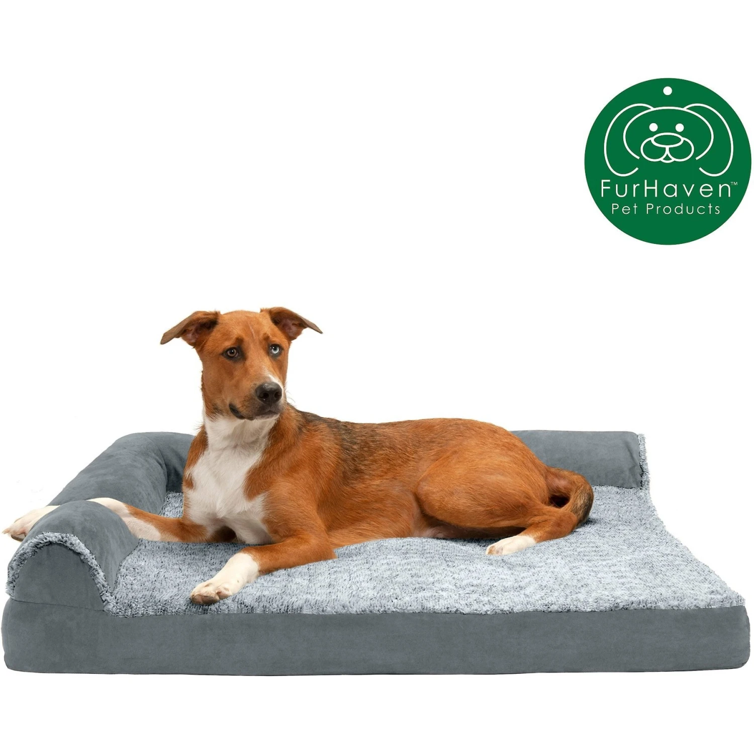 FurHaven Two Tone Faux Fur & Suede Deluxe Chaise Cooling Gel Dog & Cat Bed With Removable Cover 6 FurHaven Two Tone Faux Fur & Suede Deluxe Chaise Cooling Gel Dog & Cat Bed With Removable Cover - Image 4