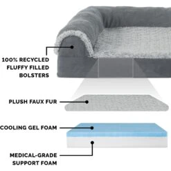 FurHaven Two Tone Faux Fur & Suede Deluxe Chaise Cooling Gel Dog & Cat Bed With Removable Cover 16 FurHaven Two Tone Faux Fur & Suede Deluxe Chaise Cooling Gel Dog & Cat Bed With Removable Cover -Dog Supplies Shop 176048 PT5. AC SS1800 V1601487969