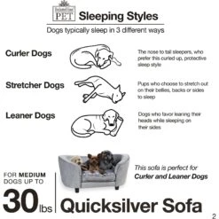 Enchanted Home Pet Quicksilver Sofa Cat & Dog Bed With Removable Cover, Medium, Silver -Dog Supplies Shop 180292 PT2. AC SS1800 V1563226114