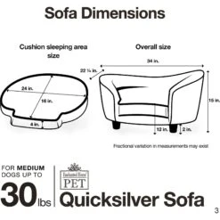 Enchanted Home Pet Quicksilver Sofa Cat & Dog Bed With Removable Cover, Medium, Silver -Dog Supplies Shop 180292 PT3. AC SS1800 V1563226180