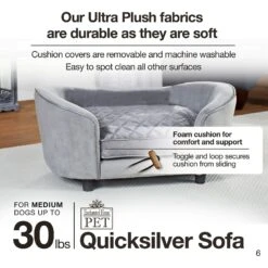 Enchanted Home Pet Quicksilver Sofa Cat & Dog Bed With Removable Cover, Medium, Silver -Dog Supplies Shop 180292 PT6. AC SS1800 V1563226071