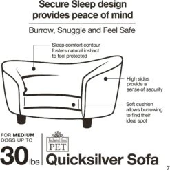 Enchanted Home Pet Quicksilver Sofa Cat & Dog Bed With Removable Cover, Medium, Silver -Dog Supplies Shop 180292 PT7. AC SS1800 V1563226131