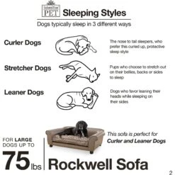 Enchanted Home Pet Rockwell Sofa Dog Bed With Removable Cover, Large, Pewter -Dog Supplies Shop 180298 PT5. AC SS1800 V1563226364