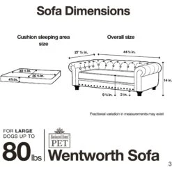 Enchanted Home Pet Wentworth Sofa Dog Bed With Removable Cover, Large, Charcoal Grey -Dog Supplies Shop 180300 PT6. AC SS1800 V1563226428