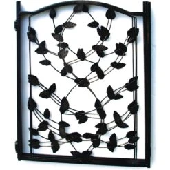 Etna 3 Panel Leaf Design Adjustable Metal Pet Gate, Brown