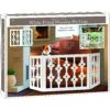 Etna Flower Cut Out Design Adjustable Wooden Pet Gate, White -Dog Supplies Shop 183574 MAIN. AC SS1800 V1566913679
