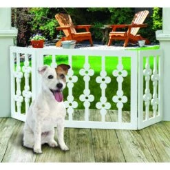 Etna Flower Cut Out Design Adjustable Wooden Pet Gate, White -Dog Supplies Shop 183574 PT2. AC SS1800 V1566913934