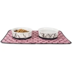 Bone Dry Non-Skid White Marble Ceramic Dog & Cat Bowl Set -Dog Supplies Shop 185447 PT6. AC SS1800 V1599195981