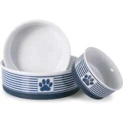 Bone Dry Striped Non-Skid Ceramic Dog & Cat Bowl Set -Dog Supplies Shop 185464 PT5. AC SS1800 V1599199276