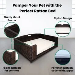 Iconic Pet Rattan Rectangular Sofa Cat & Dog Bed With Removable Cover, Espresso 11 Iconic Pet Rattan Rectangular Sofa Cat & Dog Bed With Removable Cover, Espresso -Dog Supplies Shop 192464 PT4. AC SS1800 V1568755945