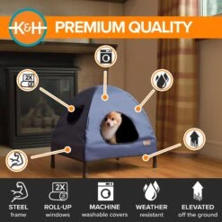 K&H Pet Products Original Indoor/Outdoor Covered Elevated Dog Bed, Navy Blue -Dog Supplies Shop 199139 PT3. AC SS1800 V1627950718