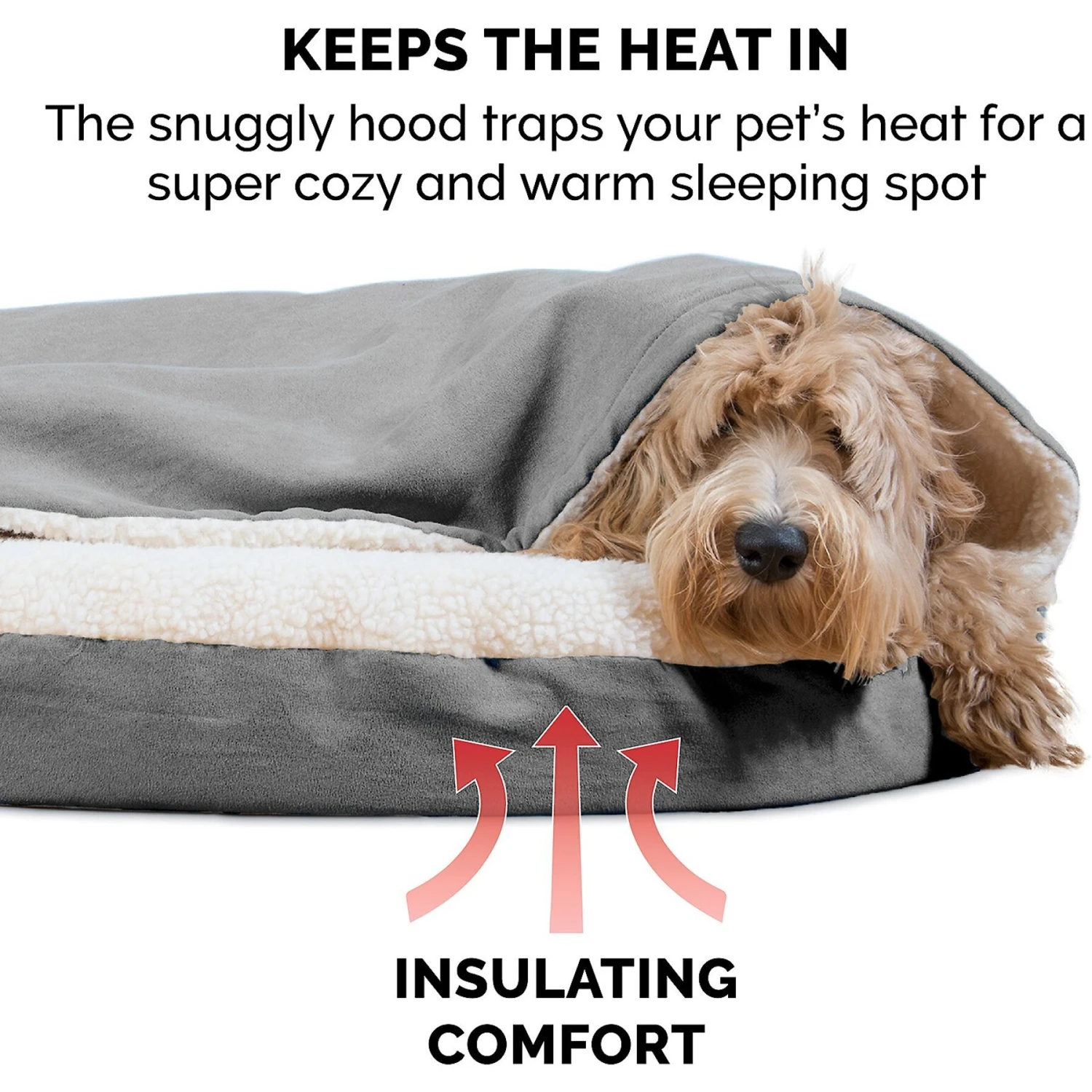 FurHaven Faux Sheepskin Snuggery Memory Top Cat & Dog Bed With Removable Cover 9 FurHaven Faux Sheepskin Snuggery Memory Top Cat & Dog Bed With Removable Cover - Image 7