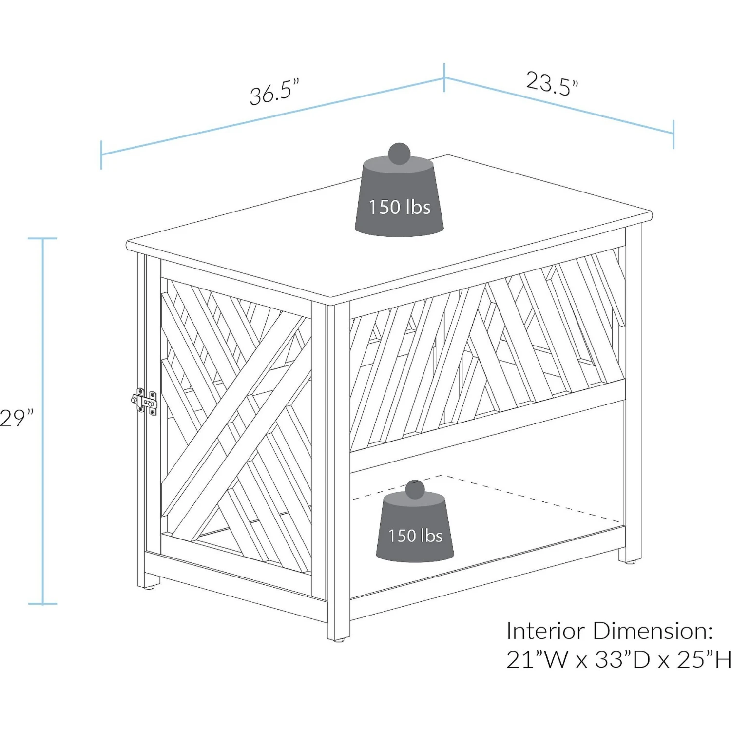 Casual Home Modern Lattice Single Door Furniture Style Dog Crate & End Table 7 Casual Home Modern Lattice Single Door Furniture Style Dog Crate & End Table - Image 5