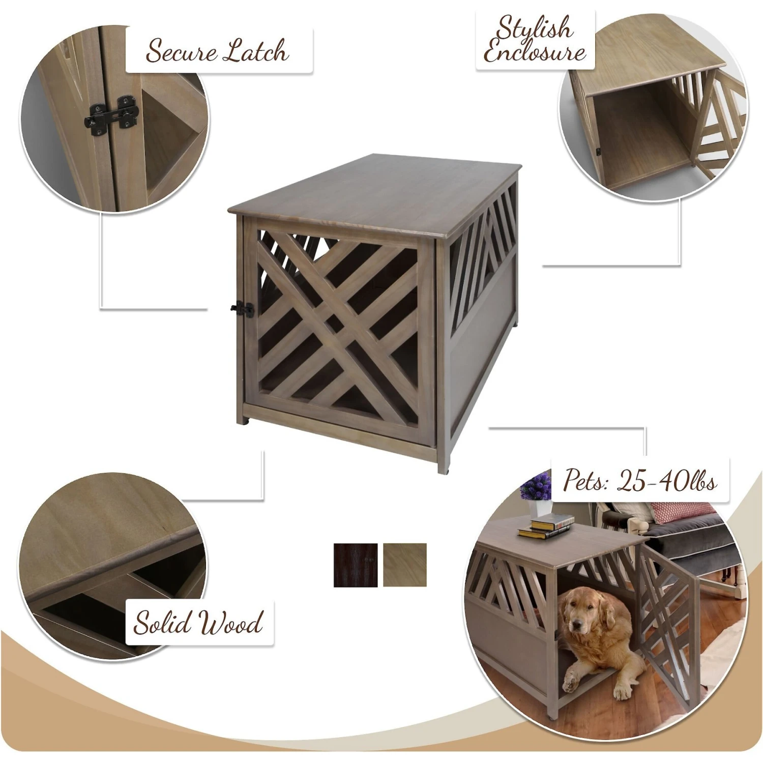 Casual Home Modern Lattice Single Door Furniture Style Dog Crate & End Table 8 Casual Home Modern Lattice Single Door Furniture Style Dog Crate & End Table - Image 6