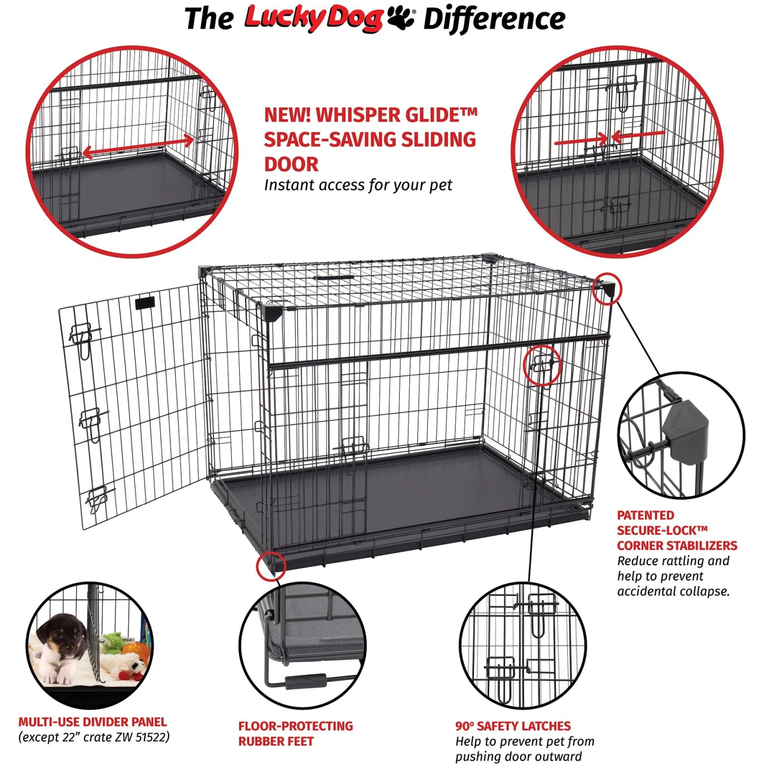 Lucky Dog Sliding Double Door Wire Dog Crate 8 Lucky Dog Sliding Double Door Wire Dog Crate - Image 7
