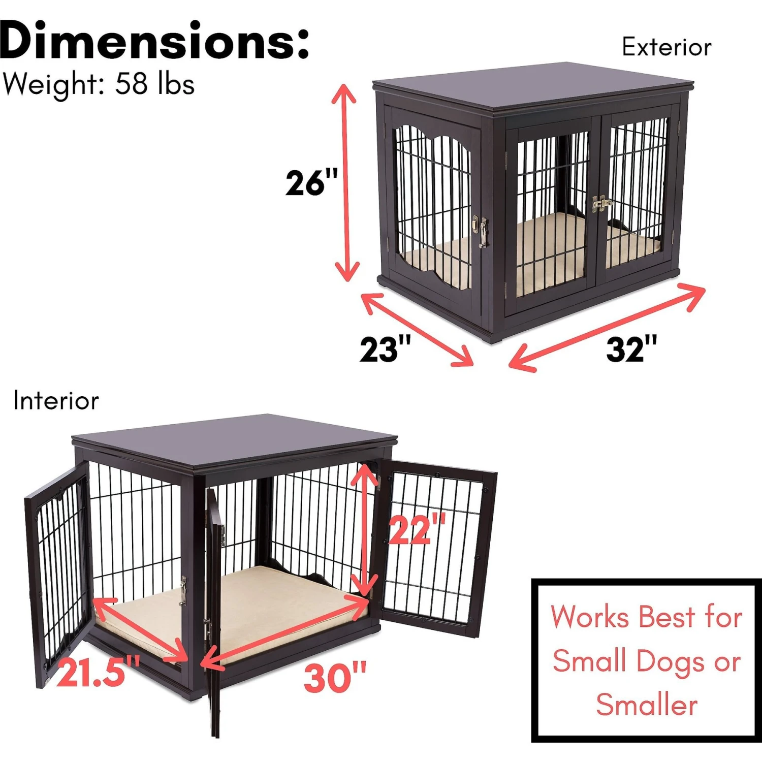 Internet's Best Double Door Furniture Style Dog Crate & End Table 4 Internet's Best Double Door Furniture Style Dog Crate & End Table - Image 2