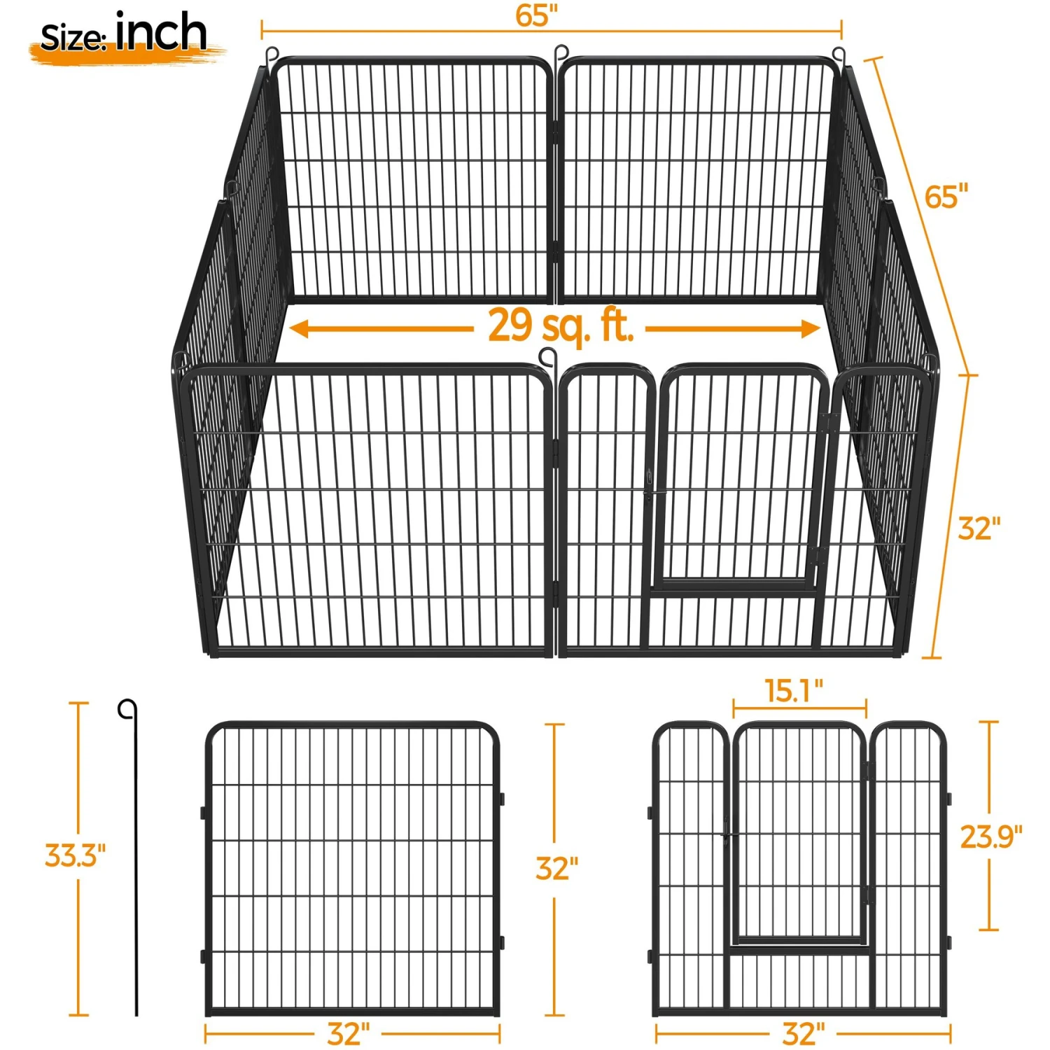 Yaheetech 8-Panel Dog Exercise Pen, Black 6 Yaheetech 8-Panel Dog Exercise Pen, Black - Image 4