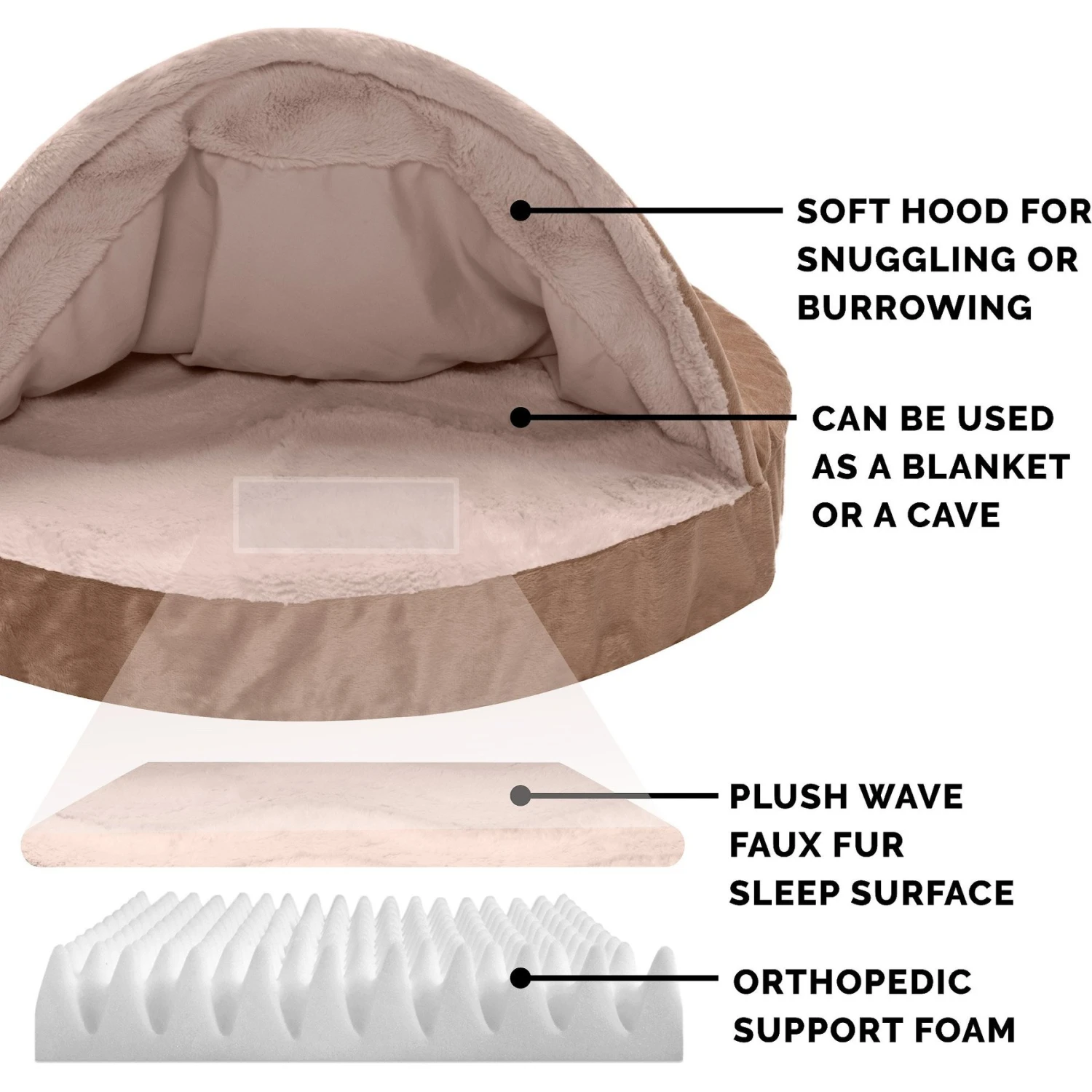 FurHaven Wave Fur & Velvet Orthopedic Snuggery Dog & Cat Bed 8 FurHaven Wave Fur & Velvet Orthopedic Snuggery Dog & Cat Bed - Image 6