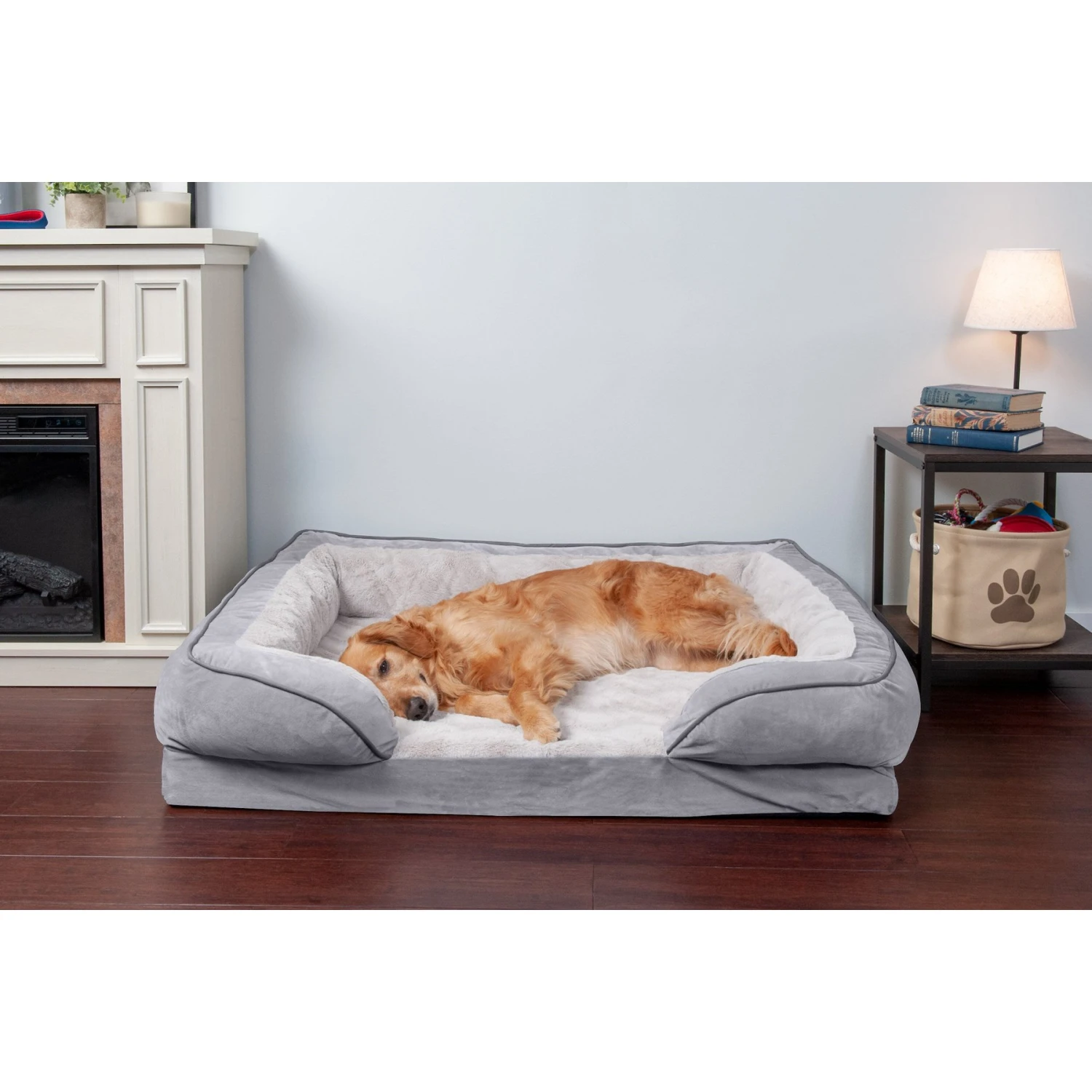 FurHaven Velvet Waves Perfect Comfort Cooling Gel Bolster Cat & Dog Bed With Removable Cover 3 FurHaven Velvet Waves Perfect Comfort Cooling Gel Bolster Cat & Dog Bed With Removable Cover