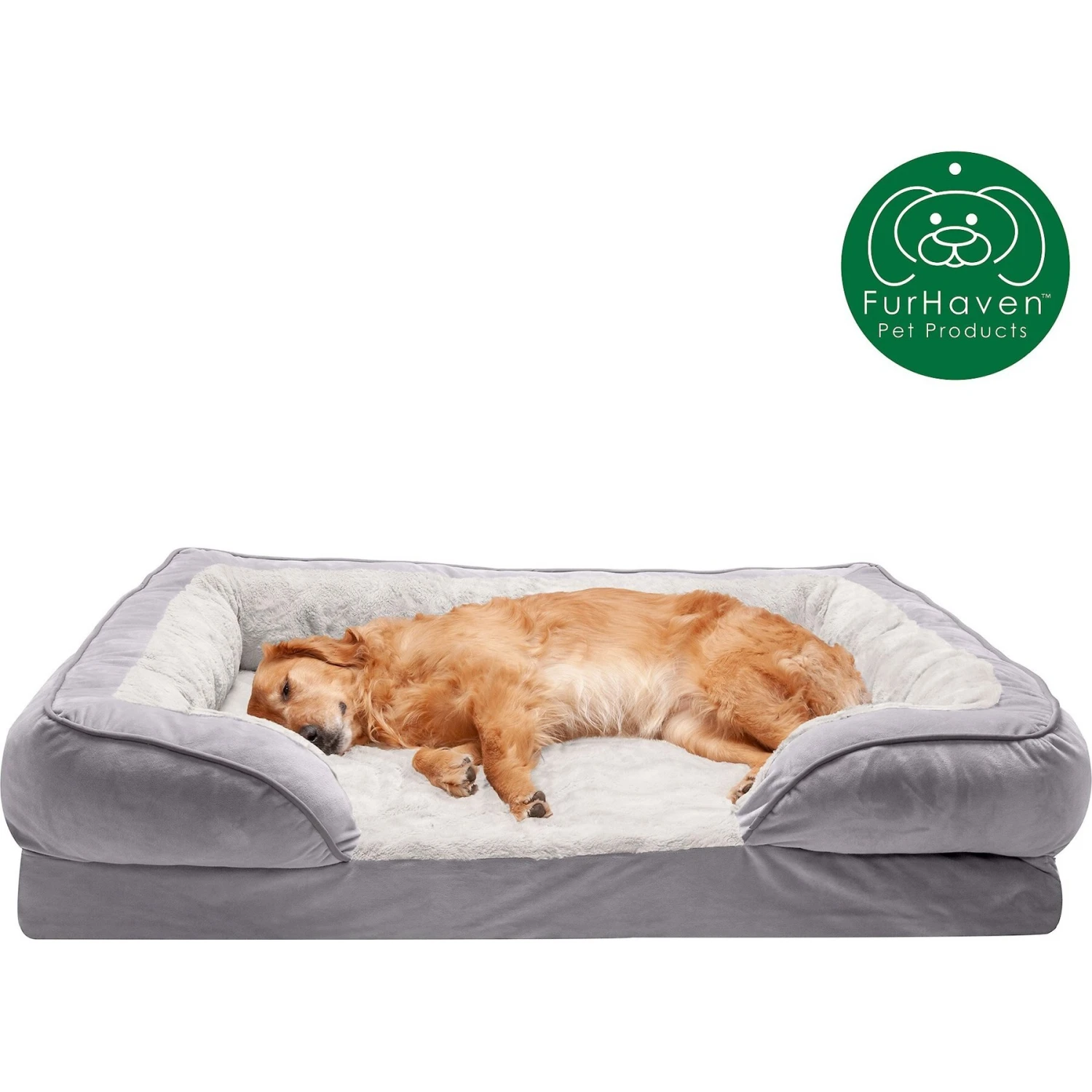 FurHaven Velvet Waves Perfect Comfort Cooling Gel Bolster Cat & Dog Bed With Removable Cover 6 FurHaven Velvet Waves Perfect Comfort Cooling Gel Bolster Cat & Dog Bed With Removable Cover - Image 4