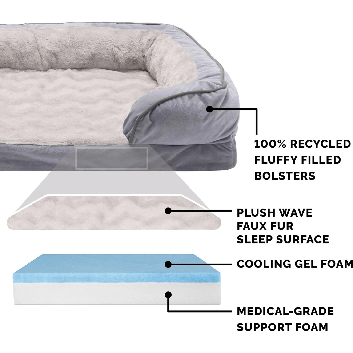 FurHaven Velvet Waves Perfect Comfort Cooling Gel Bolster Cat & Dog Bed With Removable Cover 8 FurHaven Velvet Waves Perfect Comfort Cooling Gel Bolster Cat & Dog Bed With Removable Cover - Image 6