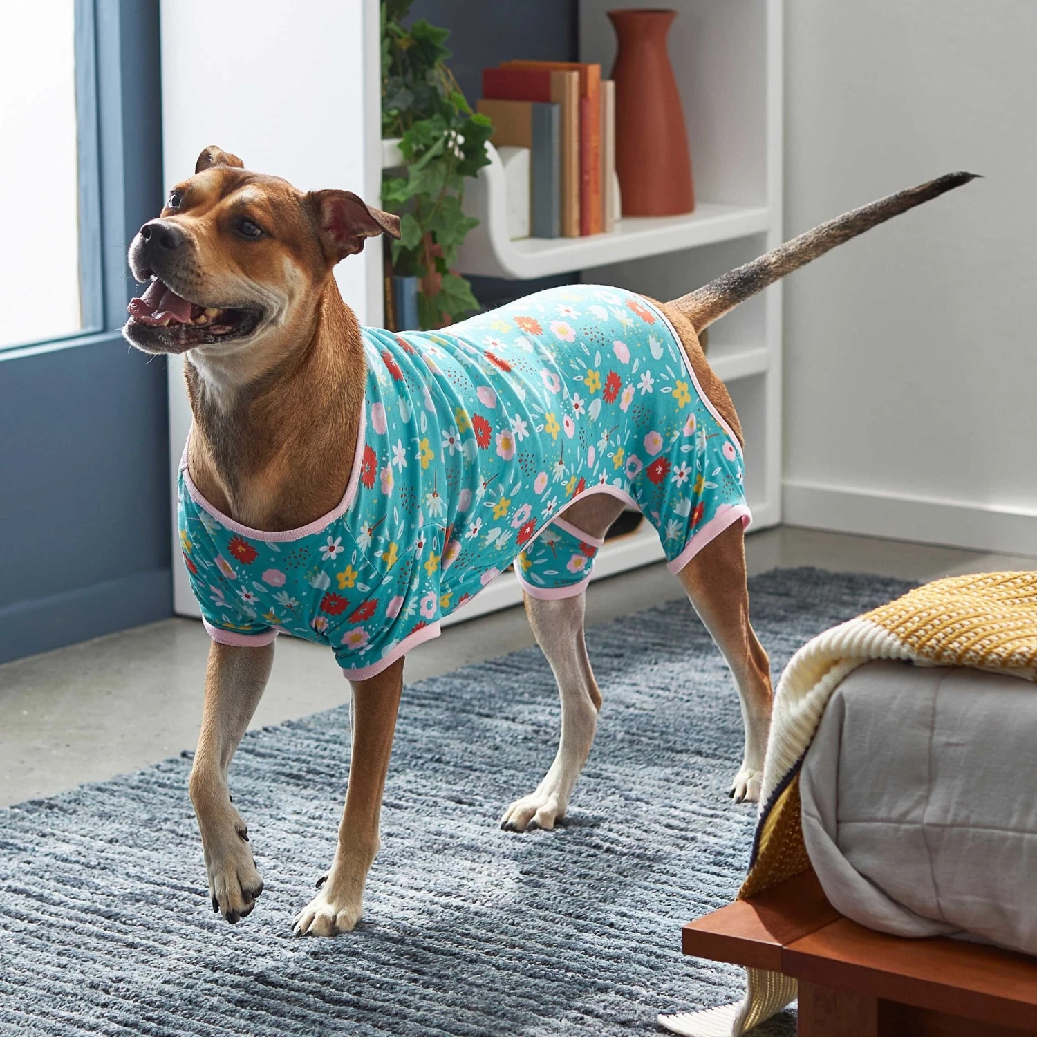 Frisco Teal Floral Dog & Cat Jersey PJs 8 Frisco Teal Floral Dog & Cat Jersey PJs - Image 6
