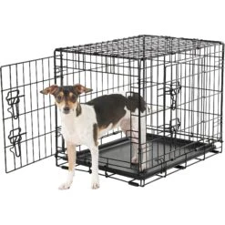 Frisco Fold & Carry Double Door Collapsible Wire Dog Crate & Frisco Gray Basket Weave Dog Crate Mat -Dog Supplies Shop 255477 PT2. AC SS1800 V1604096794