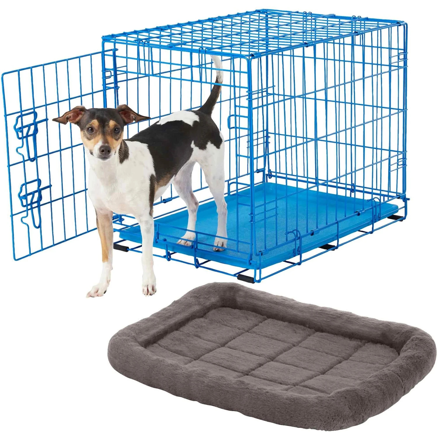 Frisco Fold & Carry Single Door Collapsible Wire Dog Crate & Frisco Quilted Plush Dog Crate Mat 3 Frisco Fold & Carry Single Door Collapsible Wire Dog Crate & Frisco Quilted Plush Dog Crate Mat
