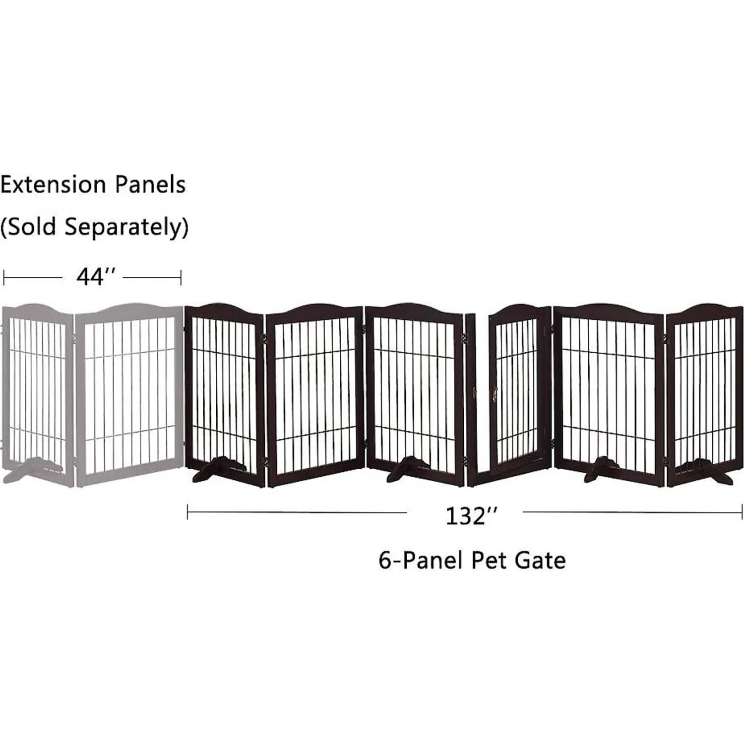 Unipaws 31.5-in 6 Panel Freestanding Wooden Wire Dog & Cat Gate, Espresso 6 Unipaws 31.5-in 6 Panel Freestanding Wooden Wire Dog & Cat Gate, Espresso - Image 4