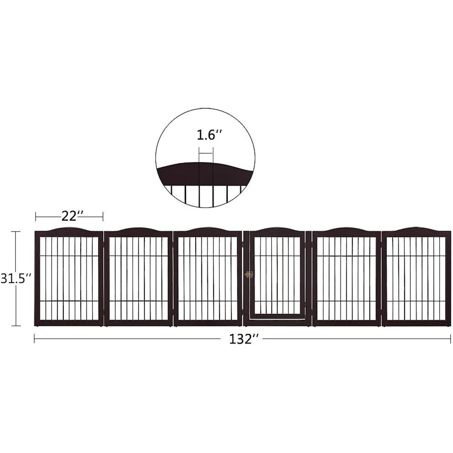 Unipaws 31.5-in 6 Panel Freestanding Wooden Wire Dog & Cat Gate, Espresso 7 Unipaws 31.5-in 6 Panel Freestanding Wooden Wire Dog & Cat Gate, Espresso - Image 5