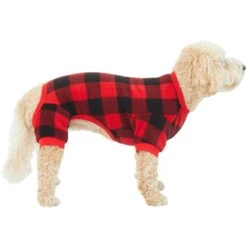 Frisco Dog & Cat Cozy Polar Fleece PJs, Red Plaid -Dog Supplies Shop 268510 PT2. AC SS1800 V1637674301