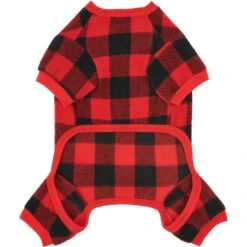 Frisco Dog & Cat Cozy Polar Fleece PJs, Red Plaid -Dog Supplies Shop 268510 PT4. AC SS1800 V1637650986