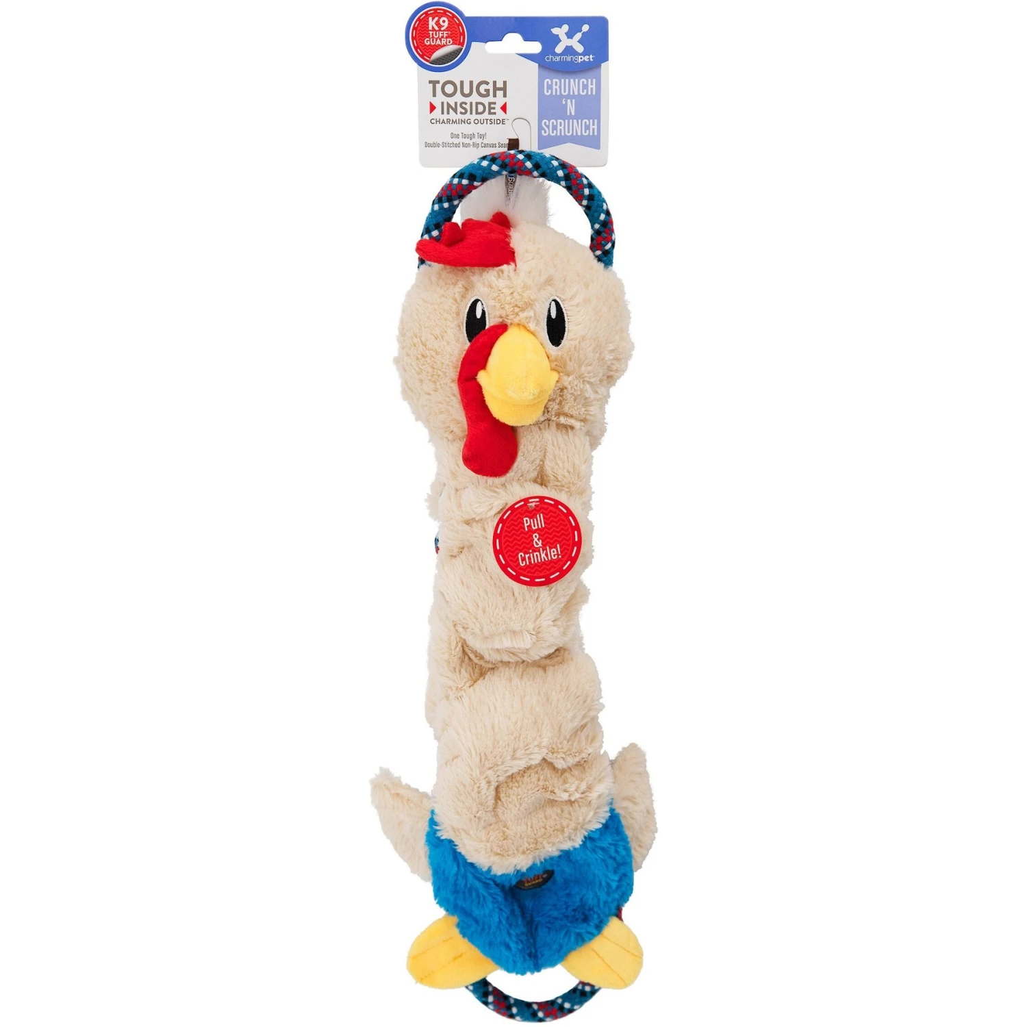 Charming Pet Crunch N Scrunch Chicken Plush Dog Toy, Tan, Large 4 Charming Pet Crunch N Scrunch Chicken Plush Dog Toy, Tan, Large - Image 2