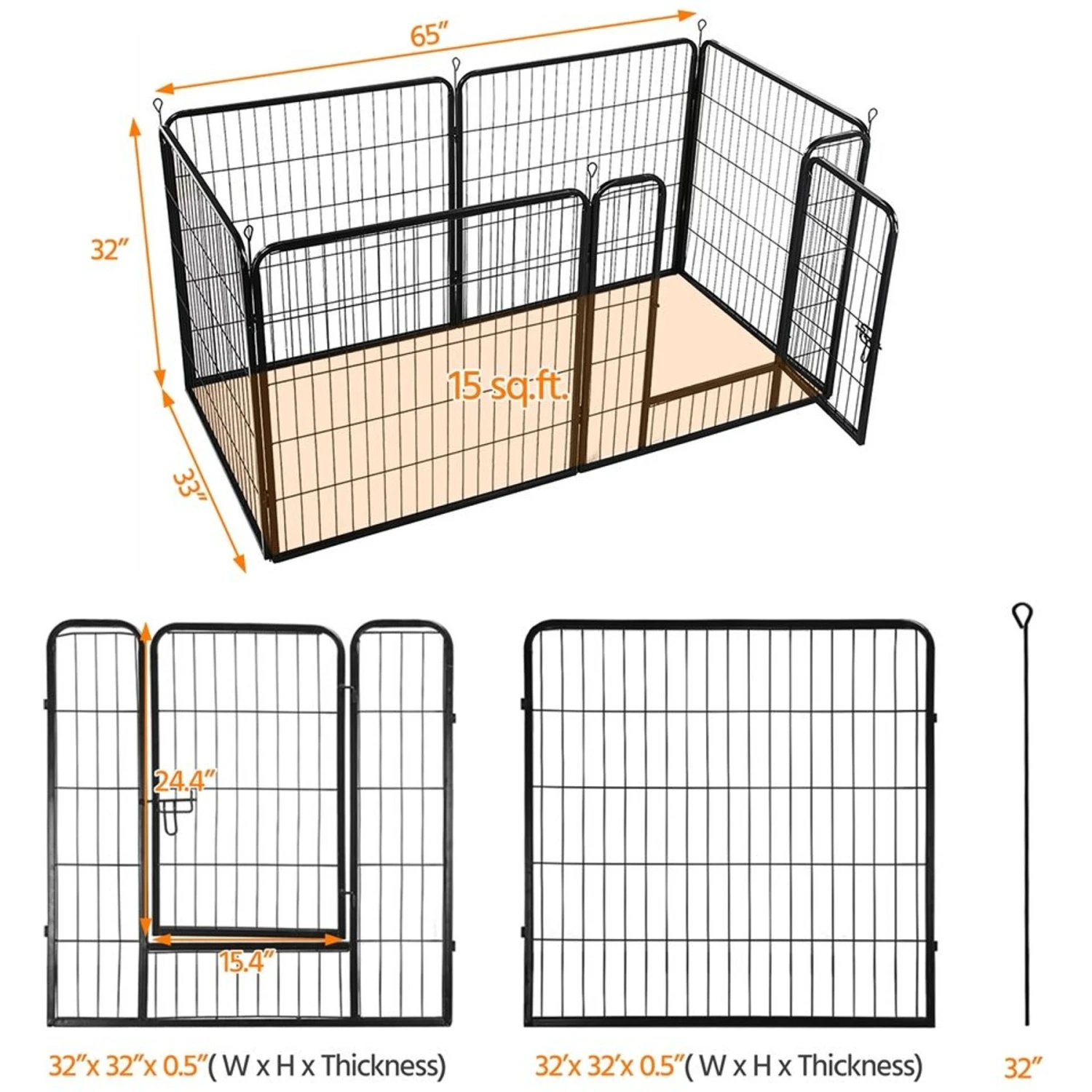 Yaheetech Heavy Duty Wire Dog & Cat Playpen, Black 9 Yaheetech Heavy Duty Wire Dog & Cat Playpen, Black - Image 7
