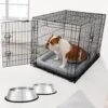 Frisco Fold & Carry Double Door Collapsible Wire Dog Crate & Mat Kit & Frisco Stainless Steel Bowl -Dog Supplies Shop 303428 MAIN. AC SS1800 V1657656797