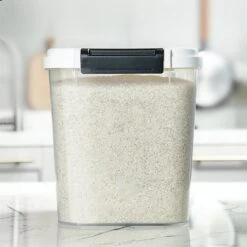 Hanamya BPA Free Pet Food Storage Container & Measuring Cup, White & Grey -Dog Supplies Shop 306780 PT3. AC SS1800 V1697582801