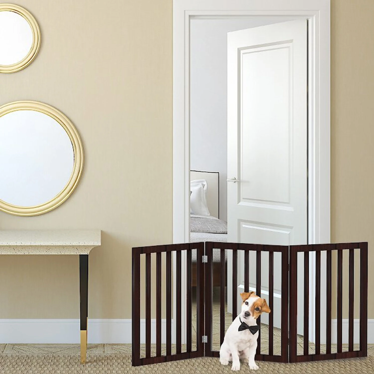 Pet Adobe Accordian Style 3-Panel Dog & Cat Gate 3 Pet Adobe Accordian Style 3-Panel Dog & Cat Gate