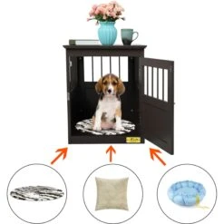 Coziwow By Jaxpety Single Door Furniture Style Wooden Dog Crate & End Table, Brown -Dog Supplies Shop 330960 PT5. AC SS1800 V1669919781