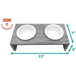Cosmo Furbabies Double Dog & Cat Diner, Gray -Dog Supplies Shop 341993 PT4. AC SS1800 V1636062153
