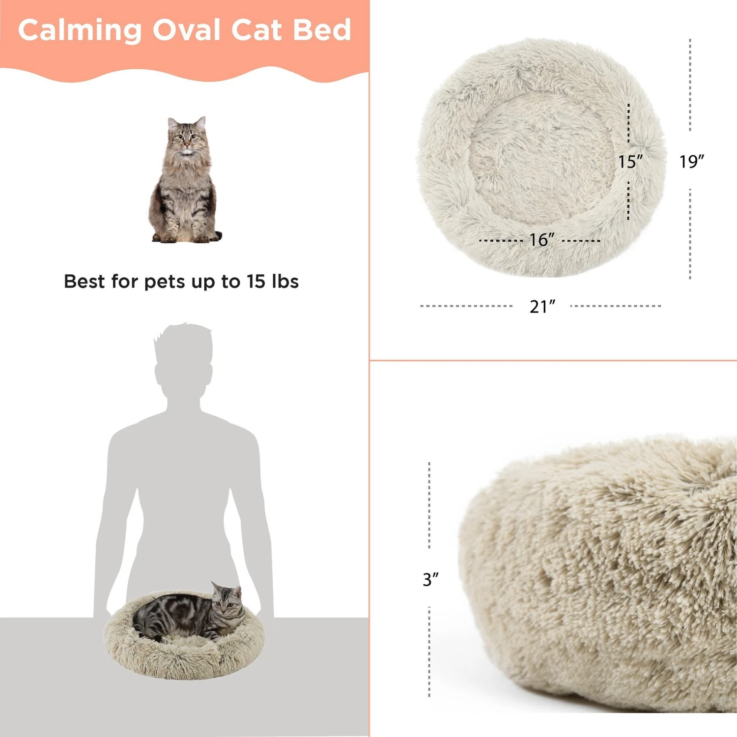 Best Friends By Sheri Calming Bolster Cat & Dog Bed 6 Best Friends By Sheri Calming Bolster Cat & Dog Bed - Image 4