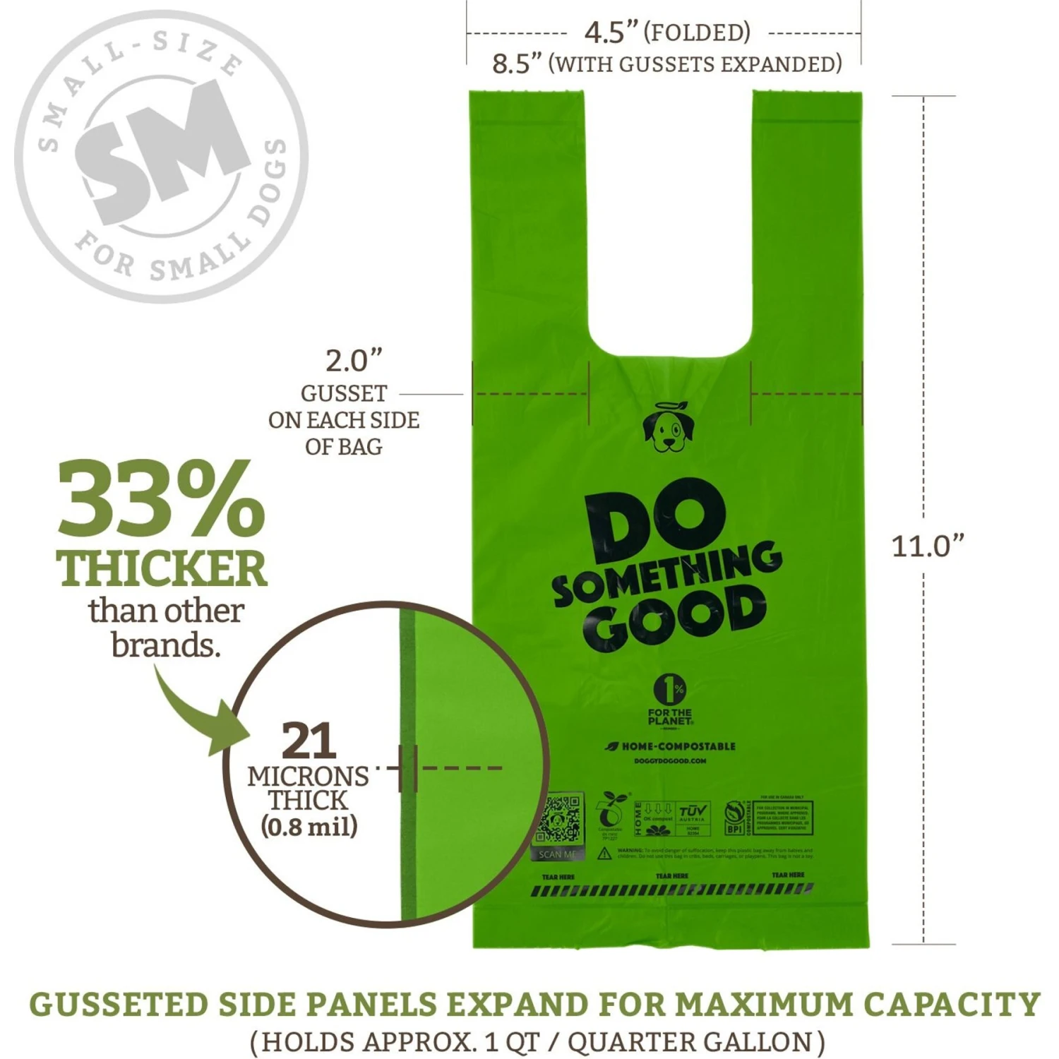 Doggy Do Good Certified Home Compostable Premium Dog & Cat Waste Bags, Small Handle Bags - On Rolls + Dispenser, 60 Count 6 Doggy Do Good Certified Home Compostable Premium Dog & Cat Waste Bags, Small Handle Bags - On Rolls + Dispenser, 60 Count - Image 4