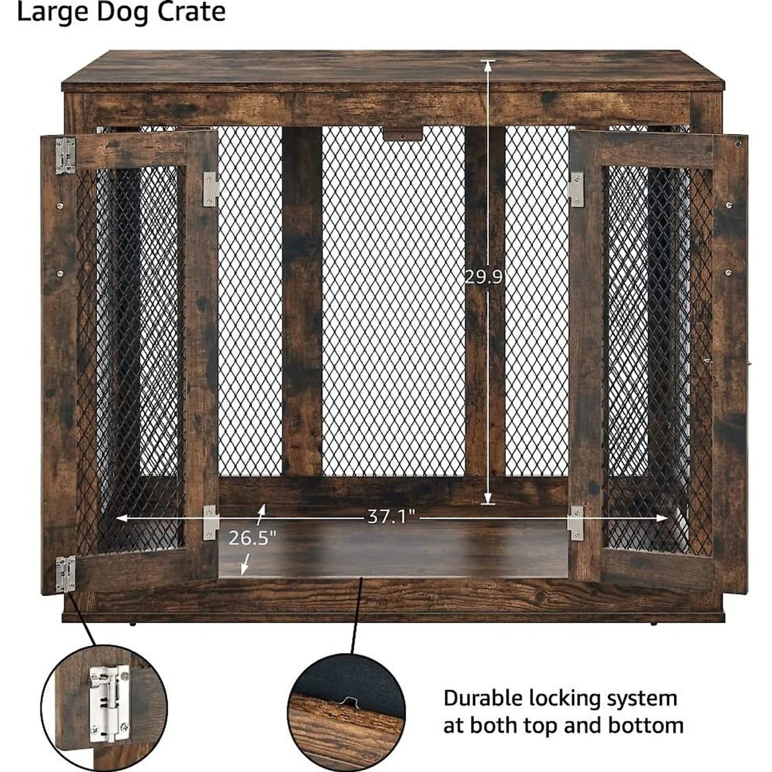 Unipaws Furniture Style Dog Crate With Tray, Rustic Brown 5 Unipaws Furniture Style Dog Crate With Tray, Rustic Brown - Image 3