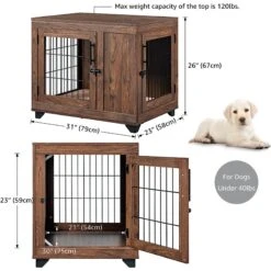 Unipaws Wooden Wire Furniture End Table Dog Crate, Walnut 11 Unipaws Wooden Wire Furniture End Table Dog Crate, Walnut -Dog Supplies Shop 361903 PT2. AC SS1800 V1649959891